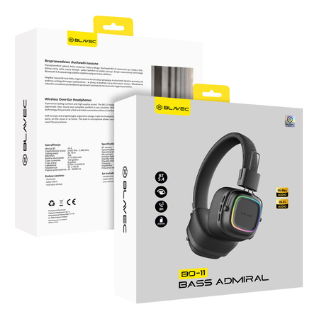Blavec Słuchawki nauszne Bluetooth BO-11 Bass Admiral (BO11-B) czarne