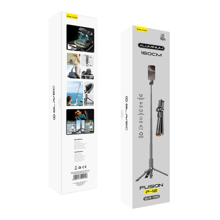 Blavec Selfie Stick Aluminium Fusion P-12 MagSafe Auto Pop Tripod + Pilot 1,60 m - Czarny