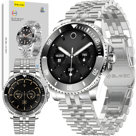 Blavec Smartwatch M-02 Business AMOLED Full Touch Voice Call - Silber