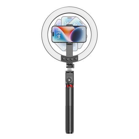 Blavec Lampa pierścieniowa Selfie Aluminium Aura LED RGB Ring P-50 25cm tripod + pilot + 2,3 metra (RLP50-TRB23) czarny