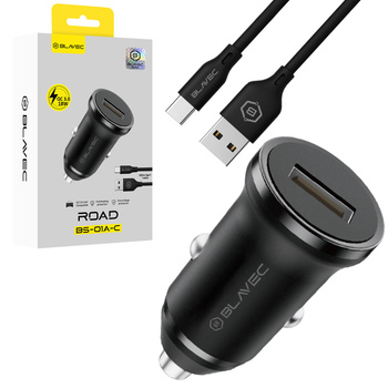 Blavec Autoladegerät BS-01A-C Road - USB - QC 3.0 18W mit Kabel USB auf Typ C (CCBS01ACR-UB) schwarz