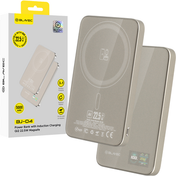 Blavec Power Bank 5000mAh BJ-04 Ultra Slim 7,8mm - Typ C - 22,5W magnetyczny indukcyjny Magsafe 3 w 1 (PBBJ04-MC5GD) złoty