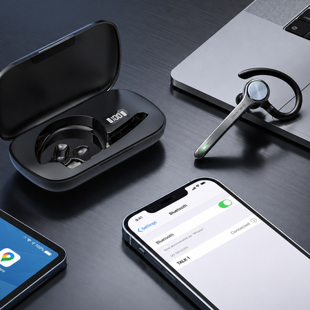Blavec Bluetooth-Headset Talk 1 Multipoint + Ladeetui (BHTA1-B) Schwarz