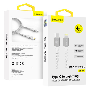 Blavec Kabel USB-C auf Lightning zum Laden 20W 2,4A 0,25 m