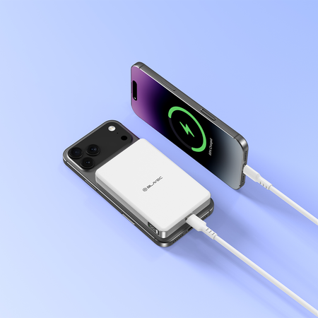 Blavec Power Bank 10000mAh BJ-05 Ultra Fast 16mm - Typ C - Qi2.2 25W + PD 45W magnetyczny indukcyjny Magsafe 2 w 1 (PBBJ05-QI22MC10W) biały