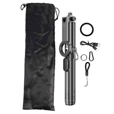 Blavec Selfie-Stick Aluminium Fusion P-12 MagSafe Auto Pop Tripod + Fernauslöser 1,60 m - Schwarz