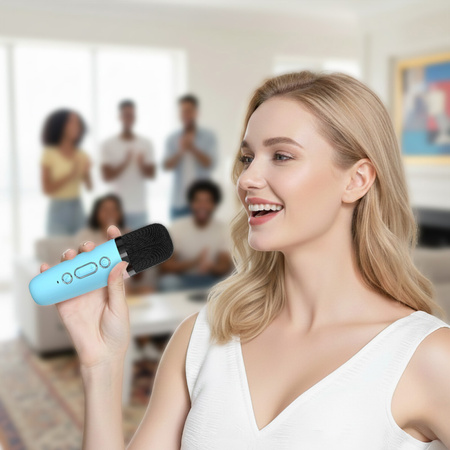 Blavec Kabelloser Lautsprecher Bluetooth WS-07 Karaoke Party 5W mit 2 Mikrofonen - Blau