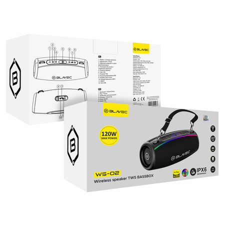 Blavec Kabelloser Lautsprecher Bluetooth TWS 120W Bassbox