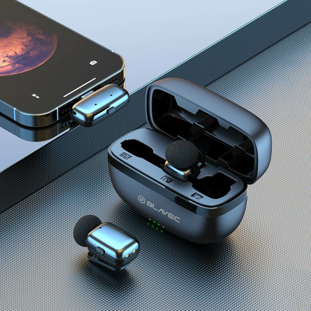 Blavec Kabelloses Krawattenmikrofon MK-03 ClipGo x2 fürs Telefon USB-C - Silber