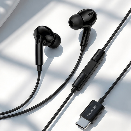 Blavec Słuchawki douszne BHS-01 z mikrofonem Typ C (DAC) (BHS01-B) czarne
