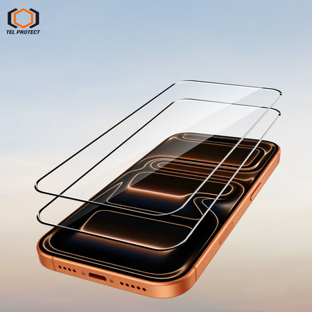 Hartowane szkło Tel Protect Dust-Free Easy Fit Privacy Full Glue 6D do Iphone 13/13 Pro/16E/17E czarne - 2 sztuki
