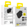 Blavec Ładowarka Sieciowa BC-11 GaN USB + 2xUSB-C QC PD 65W 3A z Kablem USB-C na USB-C - Czarna