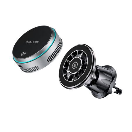 Blavec Autohalterung fürs Telefon BHC-05 Qi2.2 25W Magnetisch Abnehmbar mit induktivem Laden und aktiver Kühlung fürs Lüftungsgitter - Schwarz