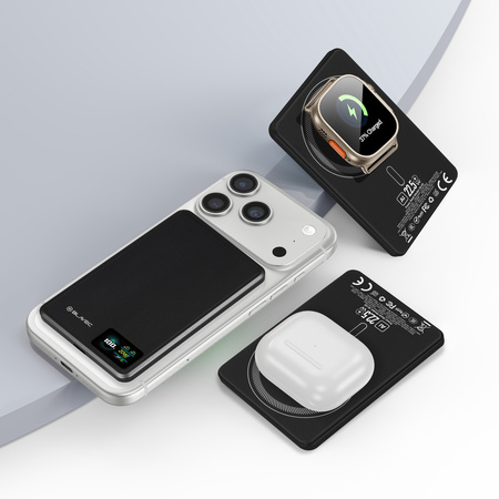 Blavec Magnetische Powerbank fürs Telefon BJ-03 5000 mAh 22,5W 3in1 kompatibel mit MagSafe USB-C - Schwarz Aluminium