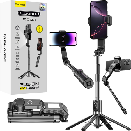 Blavec Selfie Stick Aluminium Fusion P-10 Gimbal tripod + pilot 1 metr (SSFP10G-TRB10) czarny