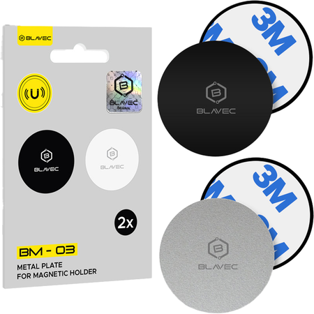 Blavec Magnetisches Plättchen für Halterung BM-03 Set 2 St. Rund (40mm) Schwarz und Silber