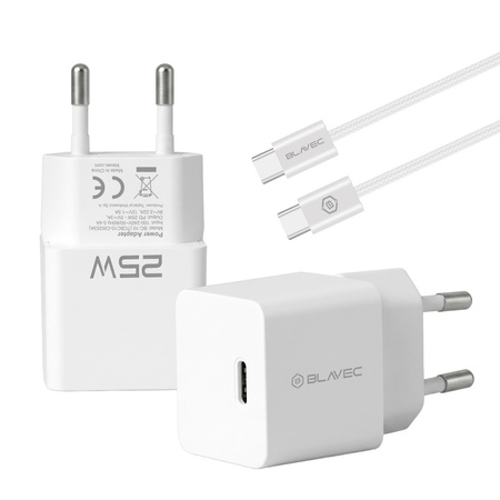 Blavec Netzladegerät BC-10 USB-C PD 25W 3A mit USB-C-Kabel - Weiß