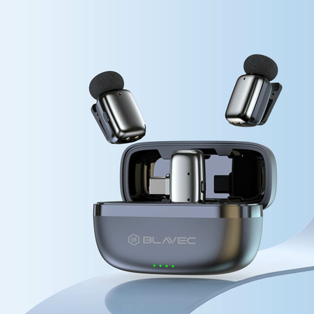 Blavec Kabelloses Krawattenmikrofon MK-03 ClipGo x2 fürs Telefon USB-C - Silber