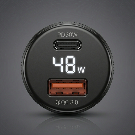 Blavec Autoladegerät BS-04B-C Volt - USB + Typ C - QC 3.0 48W mit Kabel Typ C auf Typ C (CCBS04BCV-UCB) schwarz