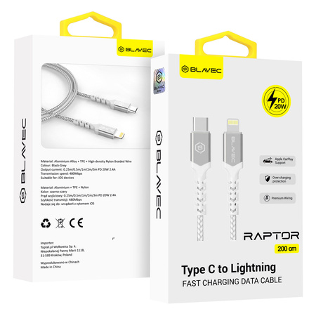 Blavec Kabel USB-C auf Lightning zum Laden 20W 2,4A 2 m