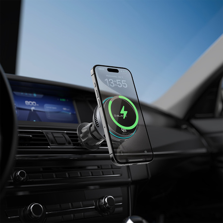 Blavec Autohalterung fürs Telefon BHC-05 Qi2.2 25W Magnetisch Abnehmbar mit induktivem Laden und aktiver Kühlung fürs Lüftungsgitter - Schwarz