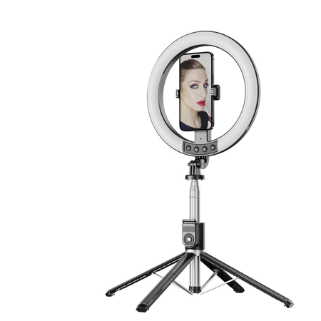 Blavec Ringlicht LED P-55 Aura 25 cm Selfie mit Tripod und Fernbedienung - Schwarz