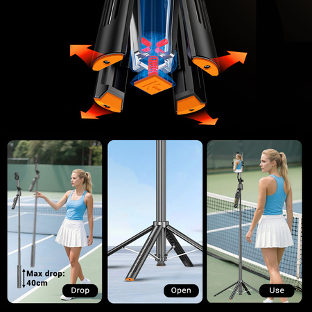 Blavec Selfie Stick Aluminium Move AI tracker Q-01 Auto pop tripod + pilot 1,80 metra ze śledzeniem twarzy (SSAQ01-APTRB180) czarny