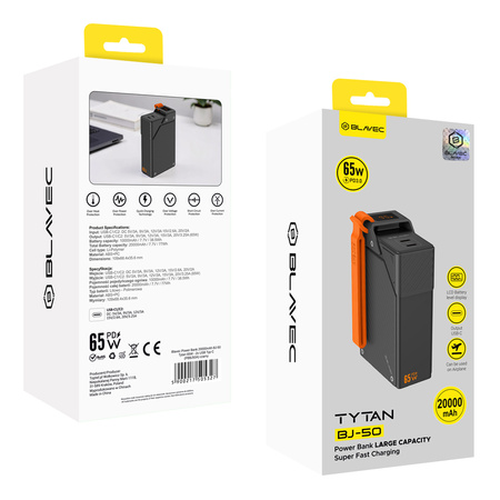Blavec Power Bank 20000mAh BJ-50 Tytan 65W - 2x Typ C (PBBJ50A) czarny