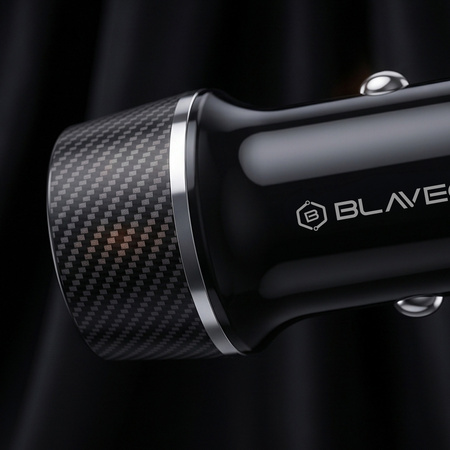 Blavec Autoladegerät BS-03B-C Carbon - USB + Typ C - QC 3.0 48W mit Kabel Typ C auf Typ C (CCBS03BC-UCB) schwarz