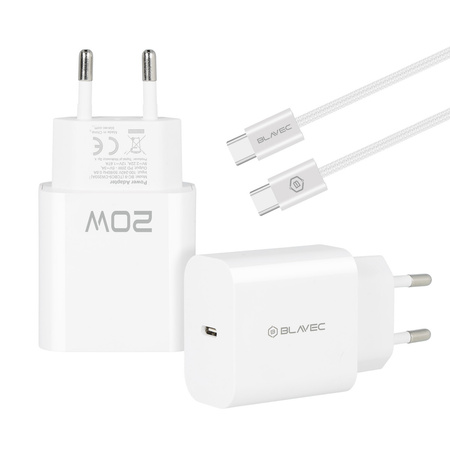 Blavec Netzladegerät BC-9 USB-C PD 20W 3A mit USB-C-Kabel - Weiß