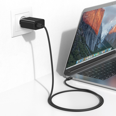 Blavec Ładowarka sieciowa BC-8 GaN4 - Typ C - PD QC 65W 3A z kablem Typ C na Typ C (TCBC8G4-CB653A+CC) czarna