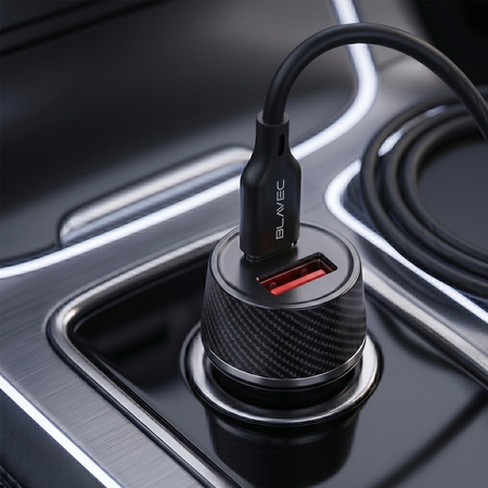 Blavec Autoladegerät BS-03B-C Carbon - USB + Typ C - QC 3.0 48W mit Kabel Typ C auf Typ C (CCBS03BC-UCB) schwarz