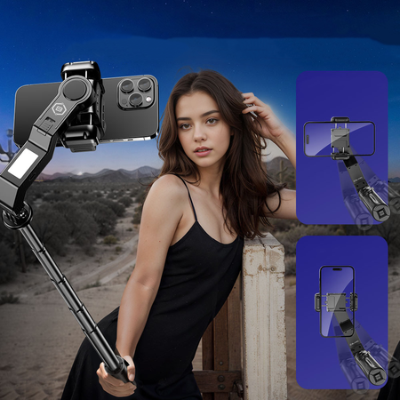 Blavec Selfie-Stick Aluminium Fusion P-10 Gimbal Tripod + Fernbedienung 1 m - Schwarz