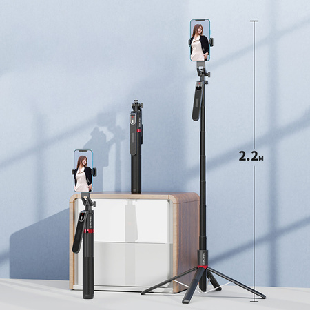 Blavec Selfie-Stick Aluminium Fusion + Fernbedienung + 1 Lampe 2,2 m