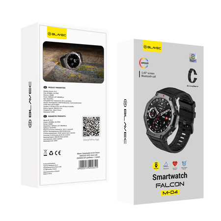 Blavec Smartwatch M-04 Falcon AMOLED GPS Voice Call (SWM04-GP) grafitowy + 1 pasek