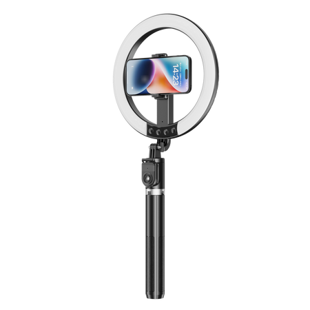 Blavec Ringlicht LED P-55 Aura 25 cm Selfie mit Tripod und Fernbedienung - Schwarz