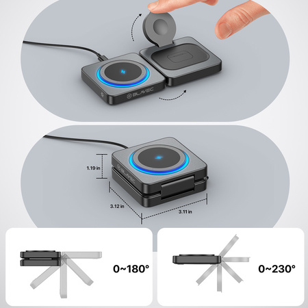 Blavec Ładowarka Indukcyjna BQI-04 Qi 15W 3w1 Magnetyczna kompatybilna z MagSafe UniCharge - Czarna