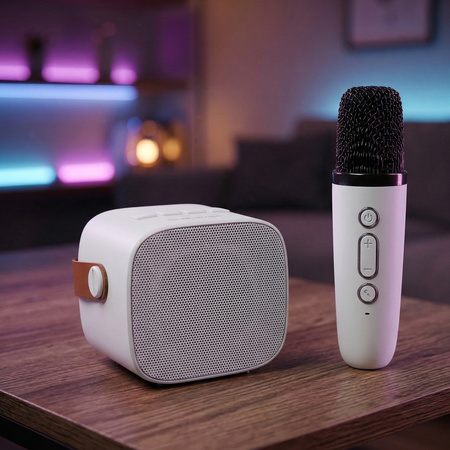 Blavec Kabelloser Lautsprecher Bluetooth WS-07 Karaoke Party 5W mit 2 Mikrofonen - Weiß