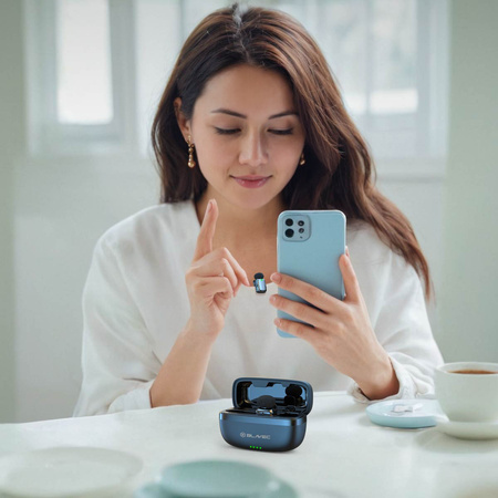 Blavec Kabelloses Krawattenmikrofon MK-03 ClipGo x2 fürs Telefon USB-C - Silber