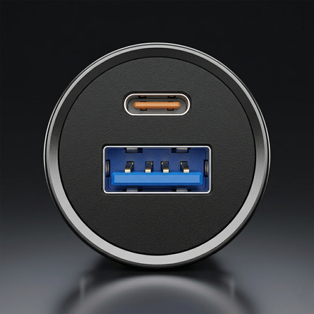 Blavec Autoladegerät BS-01B-C Road - USB + Typ C - QC 3.0 18W PD 20W mit Kabel Typ C auf Typ C (CCBS01BCR-UCB) schwarz