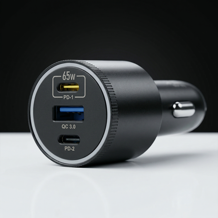 Blavec Autoladegerät BS-06D-C Trip - USB + 2xTyp C - QC 3.0 95W mit Kabel Typ C auf Typ C (CCBS06DCQ-U2CB) schwarz