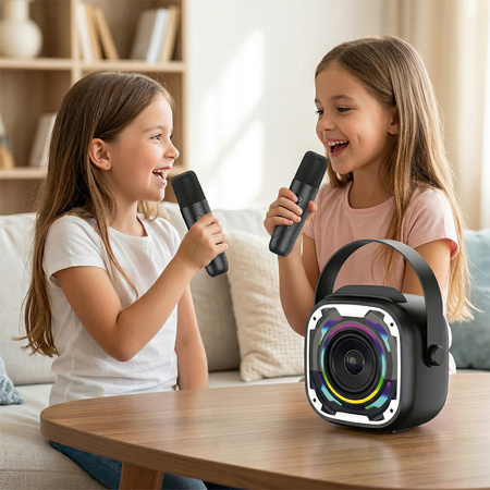 Blavec Kabelloser Lautsprecher Bluetooth WS-08 Karaoke Idol 8W mit 2 Mikrofonen - Schwarz