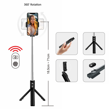 Selfie Stick Coco tripod + pilot 0,7 metra - czarny