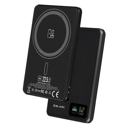 Blavec Magnetische Powerbank fürs Telefon BJ-03 5000 mAh 22,5W 3in1 kompatibel mit MagSafe USB-C - Schwarz Aluminium