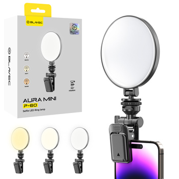 Blavec Lampa Pierścieniowa LED P-60 Aura Mini Selfie z Klipsem - Czarna