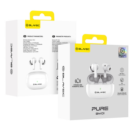 Blavec Słuchawki Bluetooth TWS BW-01 Pure (BW01-W) białe