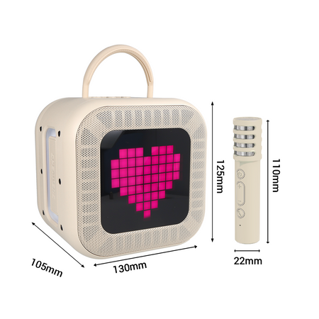 Blavec Głośnik Bezprzewodowy Bluetooth WS-09 Karaoke Fun 10W z 2 Mikrofonami i Wyświetlaczem - Beżowy