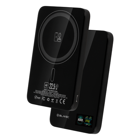 Blavec Power Bank 5000mAh BJ-04 Ultra Slim 7,8mm - Typ C - 22,5W magnetyczny indukcyjny Magsafe 3 w 1 (PBBJ04-MC5B) czarny