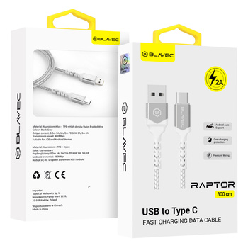 Blavec Kabel USB auf USB-C zum Laden 2A 3 m