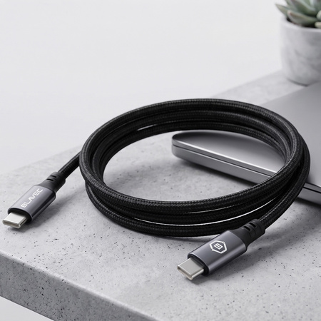 Blavec Zumi Kabel geflochten - Typ C auf Typ C - PD 60W 3A LCD-Display 1 Meter Apple CarPlay/Android Auto (CZU-CC3B10) schwarz